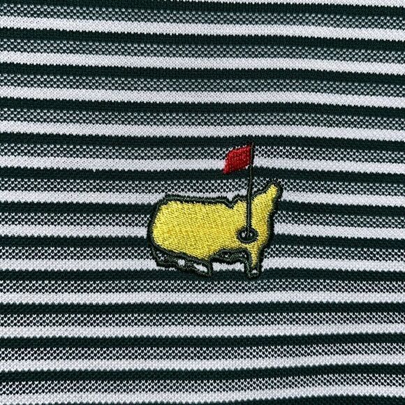 Green white stripe worn Masters Collection Augusta National golf polo shirt L - Picture 3 of 4